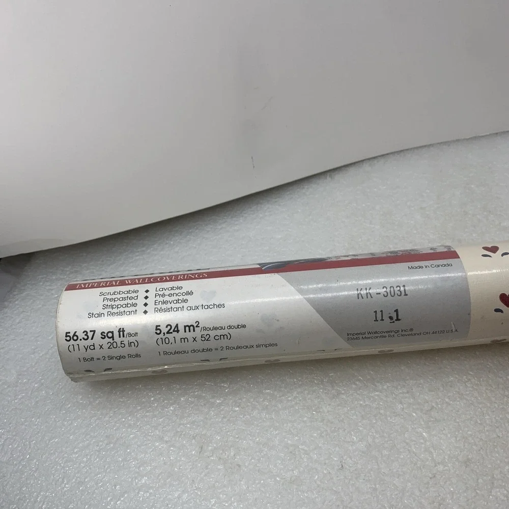 Imperial Wallpaper Roll‎ KK-3031 Red Hearts Pre-Pasted 56.37 sq ft, New